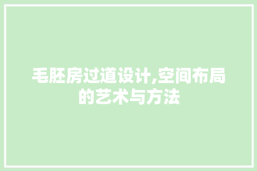 毛胚房过道设计,空间布局的艺术与方法