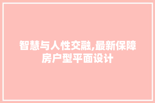 智慧与人性交融,最新保障房户型平面设计