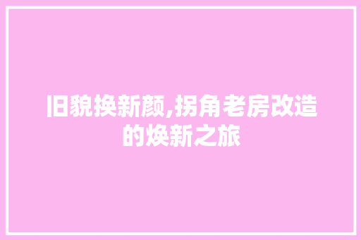 旧貌换新颜,拐角老房改造的焕新之旅