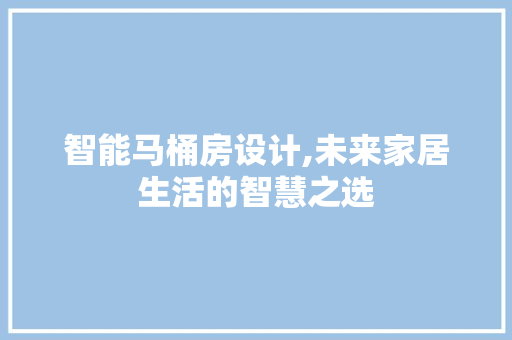 智能马桶房设计,未来家居生活的智慧之选
