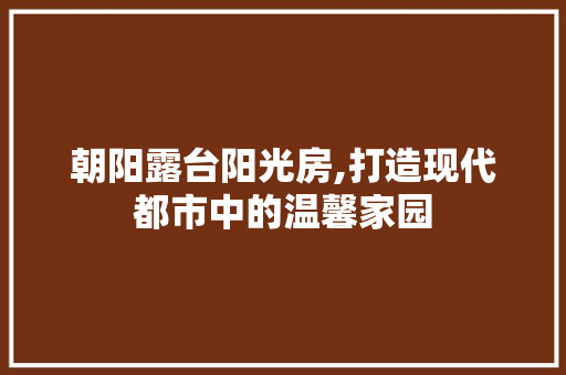 朝阳露台阳光房,打造现代都市中的温馨家园