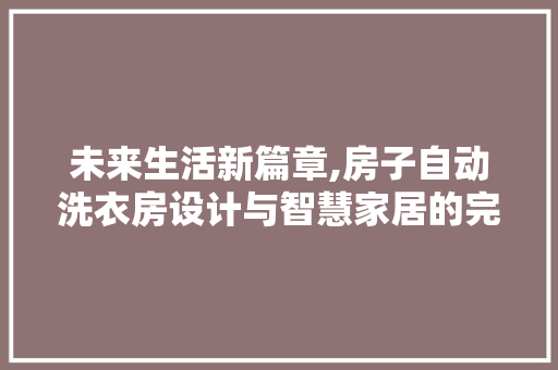 未来生活新篇章,房子自动洗衣房设计与智慧家居的完美融合