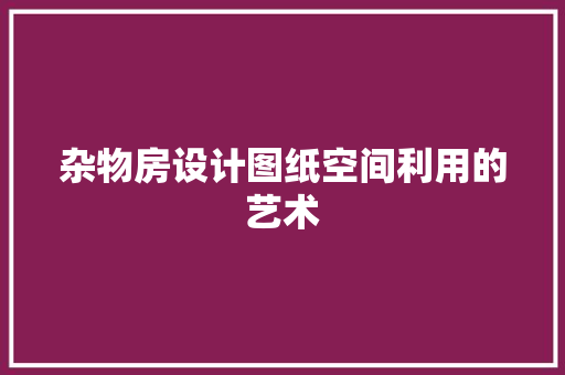 杂物房设计图纸空间利用的艺术