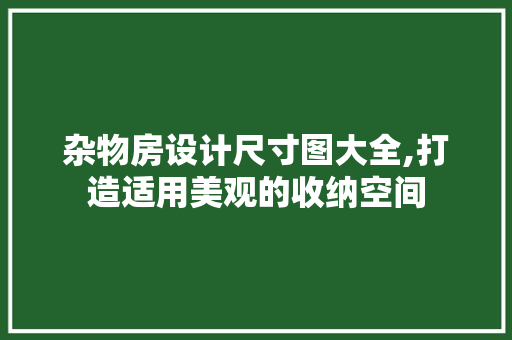杂物房设计尺寸图大全,打造适用美观的收纳空间