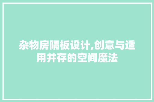 杂物房隔板设计,创意与适用并存的空间魔法