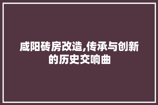 咸阳砖房改造,传承与创新的历史交响曲