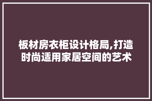板材房衣柜设计格局,打造时尚适用家居空间的艺术