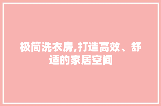 极简洗衣房,打造高效、舒适的家居空间