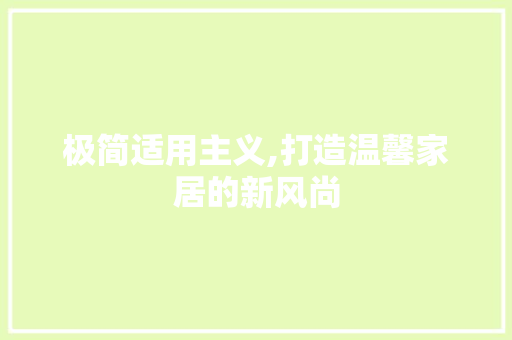 极简适用主义,打造温馨家居的新风尚