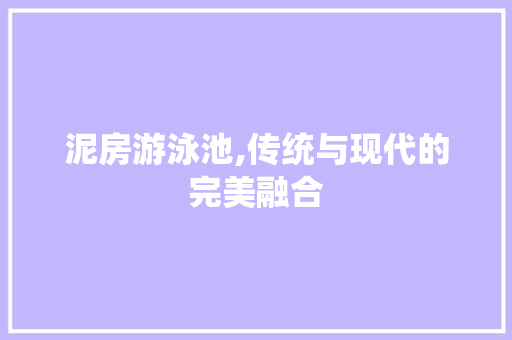 泥房游泳池,传统与现代的完美融合
