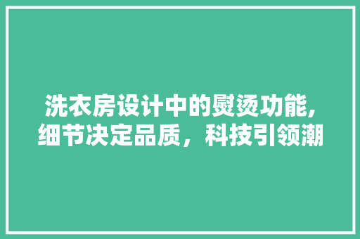 洗衣房设计中的熨烫功能,细节决定品质，科技引领潮流