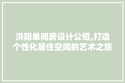 洪阳单间房设计公司,打造个性化居住空间的艺术之旅