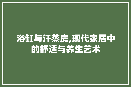 浴缸与汗蒸房,现代家居中的舒适与养生艺术