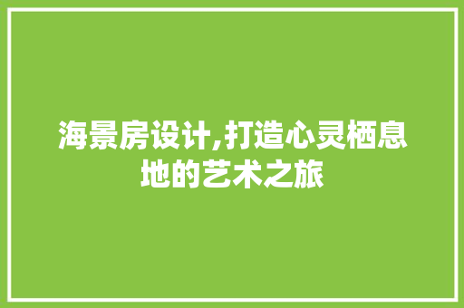 海景房设计,打造心灵栖息地的艺术之旅