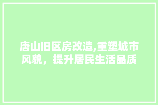 唐山旧区房改造,重塑城市风貌，提升居民生活品质