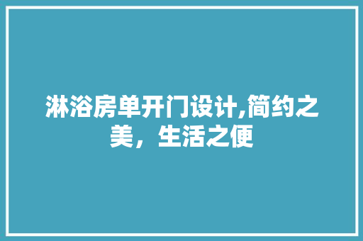 淋浴房单开门设计,简约之美，生活之便