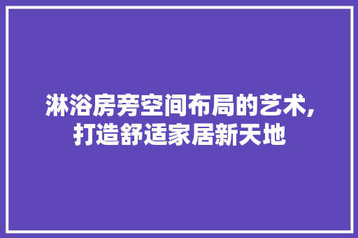 淋浴房旁空间布局的艺术,打造舒适家居新天地
