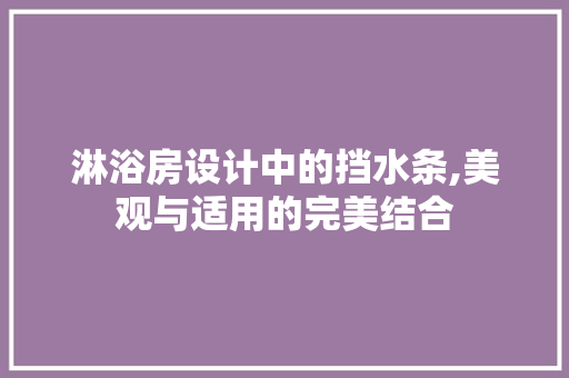 淋浴房设计中的挡水条,美观与适用的完美结合