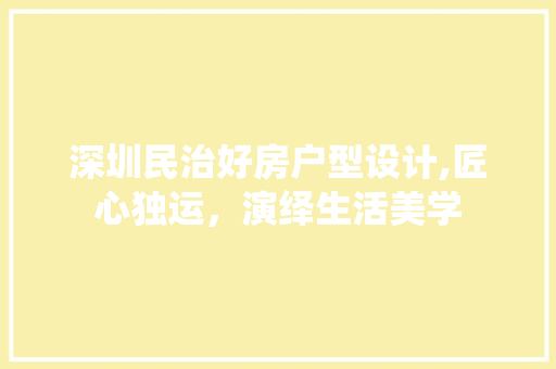 深圳民治好房户型设计,匠心独运，演绎生活美学
