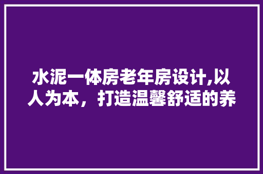 水泥一体房老年房设计,以人为本，打造温馨舒适的养老空间