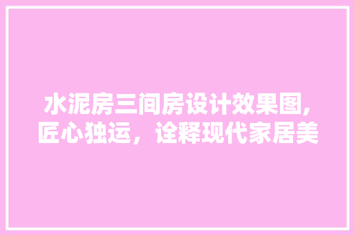 水泥房三间房设计效果图,匠心独运，诠释现代家居美学