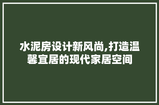 水泥房设计新风尚,打造温馨宜居的现代家居空间