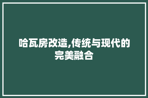 哈瓦房改造,传统与现代的完美融合