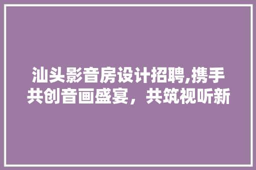 汕头影音房设计招聘,携手共创音画盛宴，共筑视听新篇章
