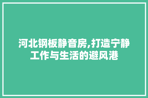 河北钢板静音房,打造宁静工作与生活的避风港