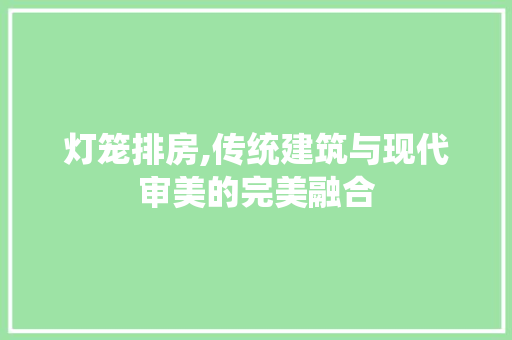 灯笼排房,传统建筑与现代审美的完美融合