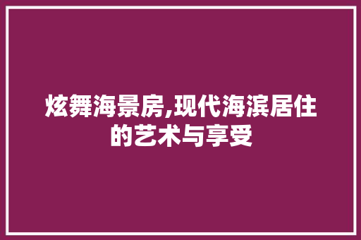 炫舞海景房,现代海滨居住的艺术与享受