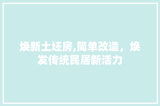 焕新土坯房,简单改造，焕发传统民居新活力