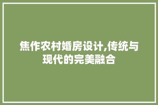 焦作农村婚房设计,传统与现代的完美融合
