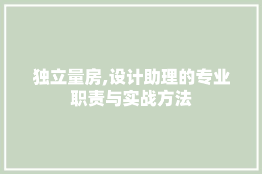 独立量房,设计助理的专业职责与实战方法