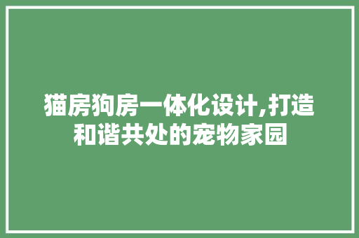 猫房狗房一体化设计,打造和谐共处的宠物家园