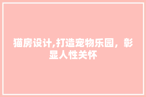 猫房设计,打造宠物乐园，彰显人性关怀