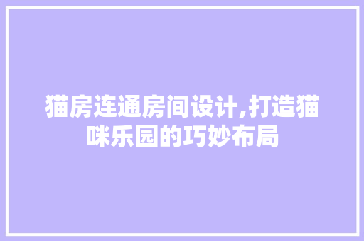 猫房连通房间设计,打造猫咪乐园的巧妙布局