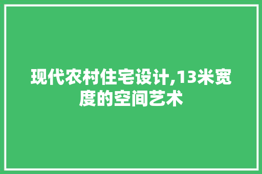 现代农村住宅设计,13米宽度的空间艺术