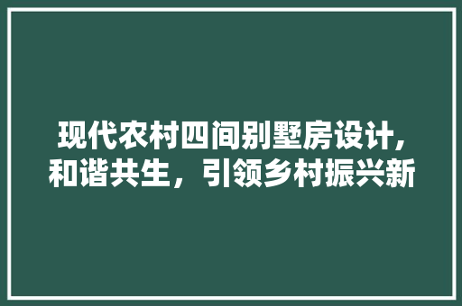 现代农村四间别墅房设计,和谐共生，引领乡村振兴新风尚