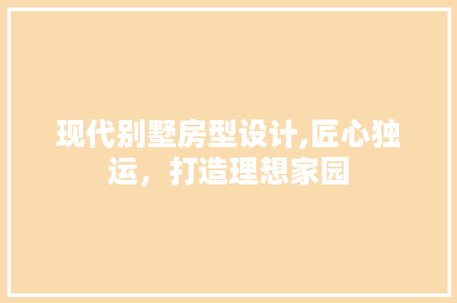 现代别墅房型设计,匠心独运，打造理想家园