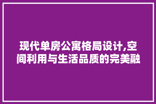 现代单房公寓格局设计,空间利用与生活品质的完美融合