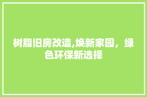 树脂旧房改造,焕新家园，绿色环保新选择