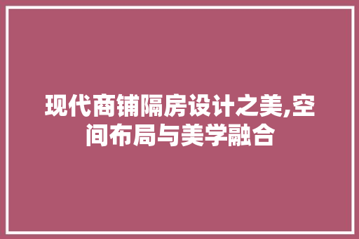 现代商铺隔房设计之美,空间布局与美学融合