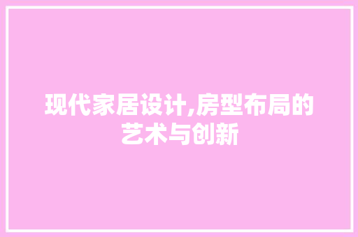 现代家居设计,房型布局的艺术与创新