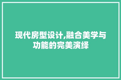 现代房型设计,融合美学与功能的完美演绎
