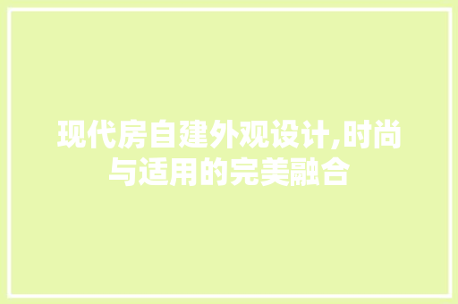 现代房自建外观设计,时尚与适用的完美融合