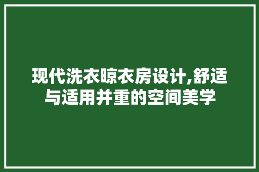 现代洗衣晾衣房设计,舒适与适用并重的空间美学