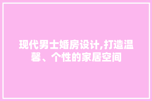现代男士婚房设计,打造温馨、个性的家居空间