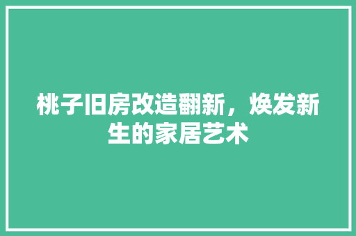 桃子旧房改造翻新，焕发新生的家居艺术