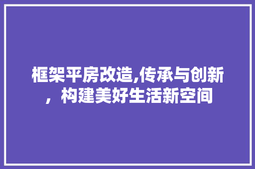 框架平房改造,传承与创新，构建美好生活新空间